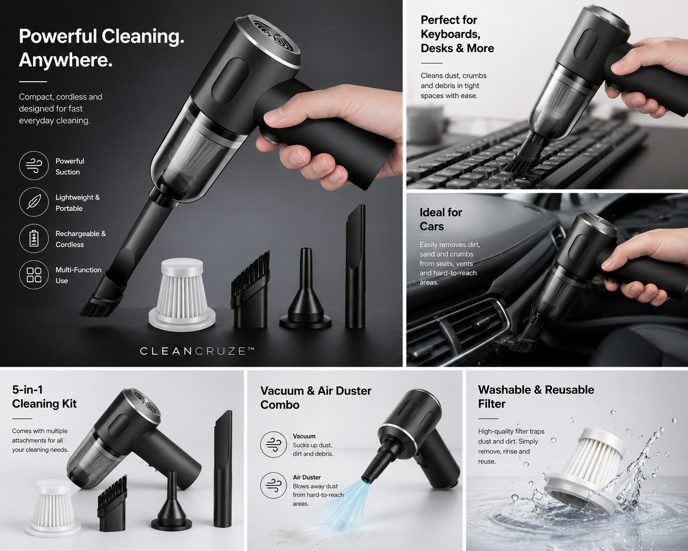 CleanCruze™ AirJet Mini Vacuum